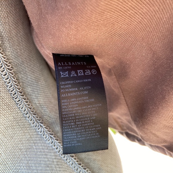 All Saints Cropped Cargo Leather Jacket - Picture 8 of 9